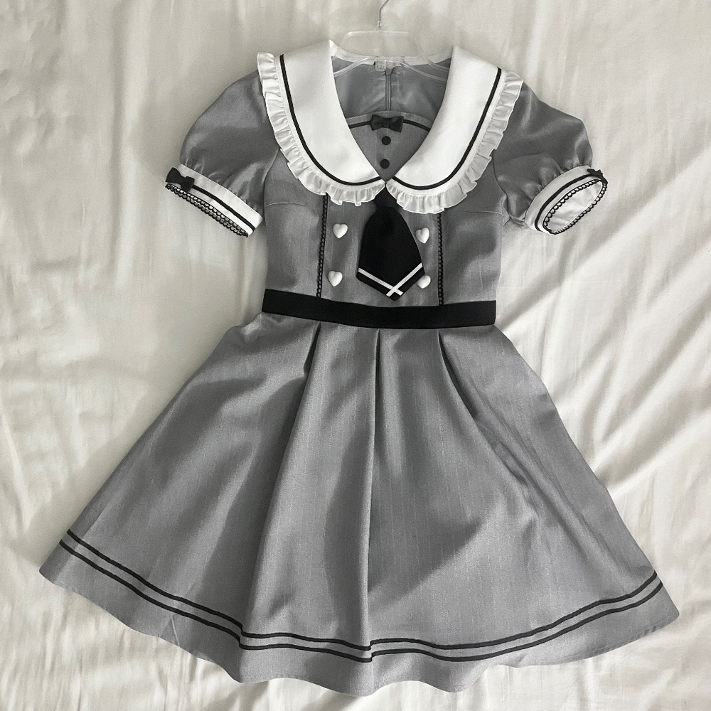 Secret Honey Japanese Sailor Dress Ribbon Necktie Gray [Free Size]